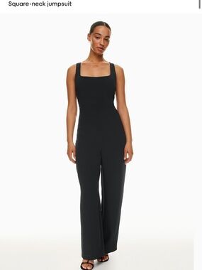 Aritzia Enamour Black Square-Neck Wide-Leg Jumpsuit